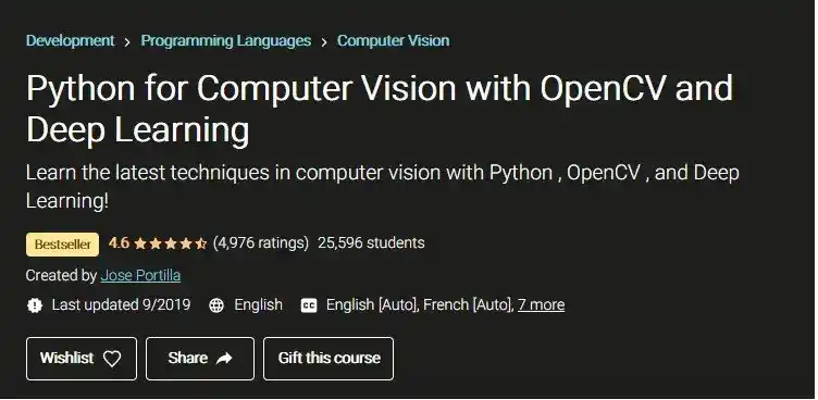 computer vision online courses