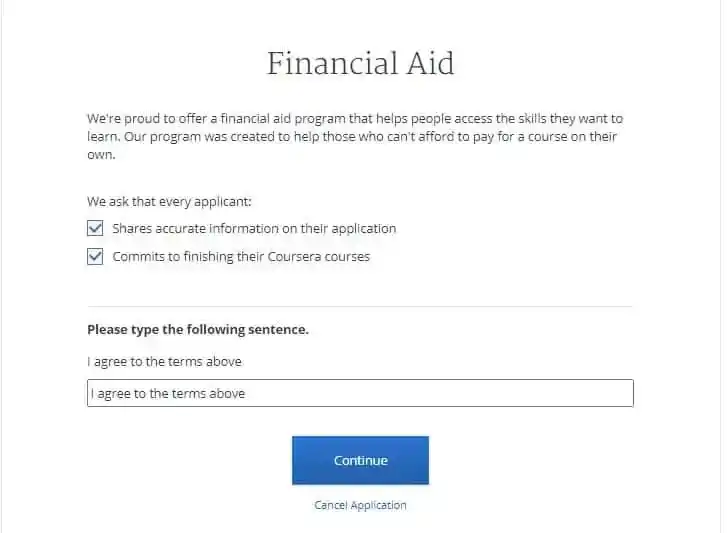 how to apply for financial aid in coursera