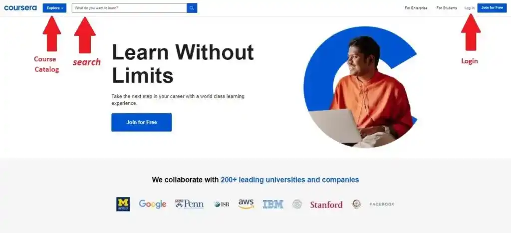 Coursera home page