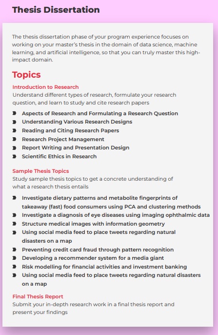 Sample capstone and thesis topics from upGrad Master’s in Machine Learning and AI program.
